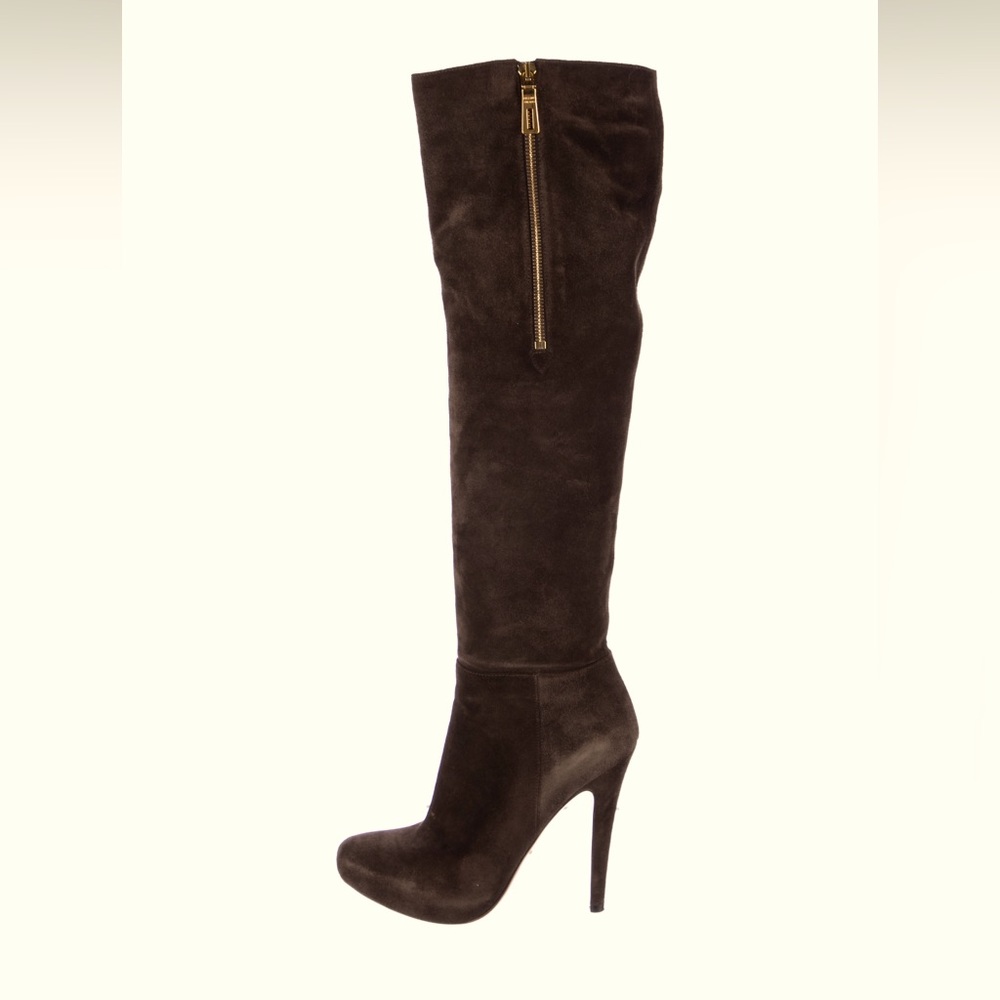 PRADA brown suede over-the-knee platform boots